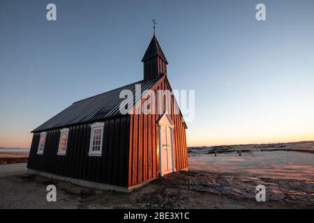 The Black Church of Budir in Iceland Stock Photo