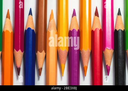 Color pencils on the light background, can be used as illustration or different concepts. Stock Photo
