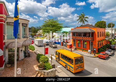 View of traditional 'Reggae Reggae' bus at Holetown, Barbados, West Indies, Caribbean, Central America Stock Photo