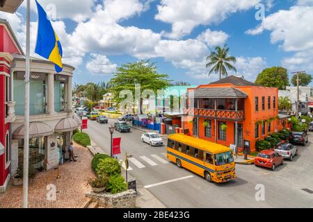 View of traditional 'Reggae Reggae' bus at Holetown, Barbados, West Indies, Caribbean, Central America Stock Photo