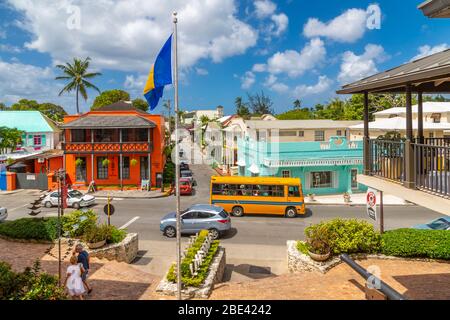 View of traditional 'Reggae Reggae' bus at Holetown, Barbados, West Indies, Caribbean, Central America Stock Photo