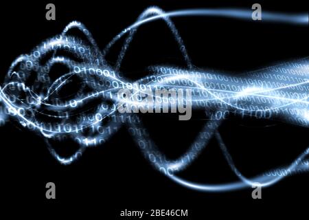 The data is flowing along the sine waves. Stock Photo