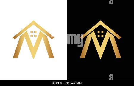 M letter roof shape logo. Real estate logo Stock Vector
