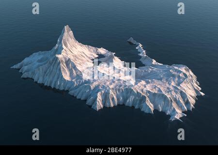 An island of snow mountain on the sea, 3d rendering. Computer digital drawing. Stock Photo