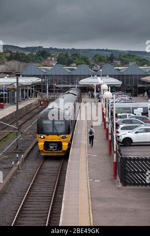 Northern rail Siemens / CAF class 333electric  train at Ilkley railway station waiting to depart Stock Photo