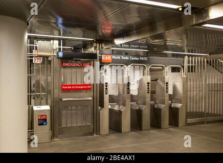 Exit of the Subway Station to the World Trade Center; New York City, New York, United States of America Stock Photo