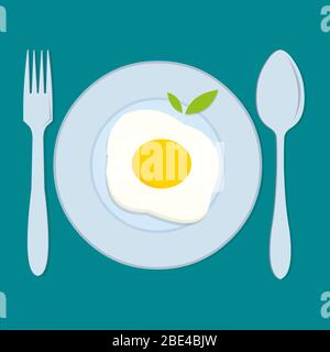 dish with sunny-side up egg isolated  vector illustration design Stock Vector