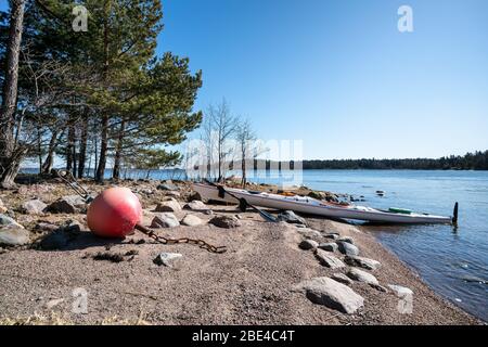 Kayaing in Archipelago of Espoo, Finland Stock Photo