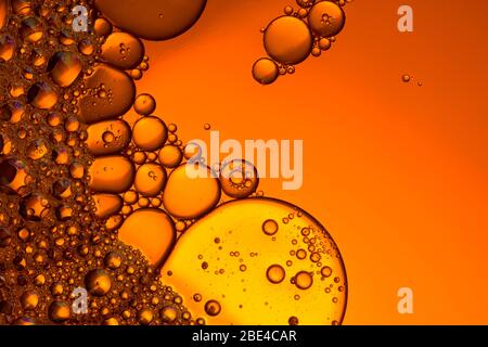 red orange abstract background with bubbles oil. close up Stock Photo