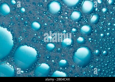 Soap foam bubbles macro.  Abstract Background Blue Stock Photo