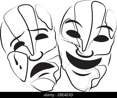 outline of broken mirror tragedy face Stock Vector