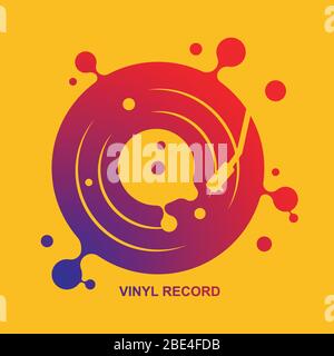 Abstract vinyl record liquid music vector with yellow  background graphic Stock Vector