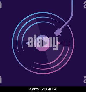 colorful vinyl record music vector ,vinyl icon or symbol with dark background graphic Stock Vector