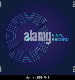 Abstract line color vinyl record music vector with blue background graphic Stock Vector