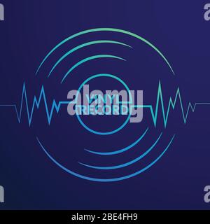 Abstract vinyl record wave music vector with blue background graphic Stock Vector
