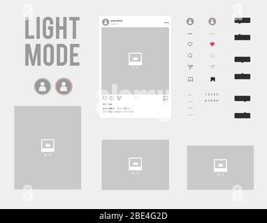 The vector instagram social network design kit light mode Stock Vector