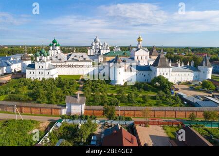 Rostov Kremlin on a sunny July morning (shot from a quadrocopter). Golden ring of Russia Stock Photo
