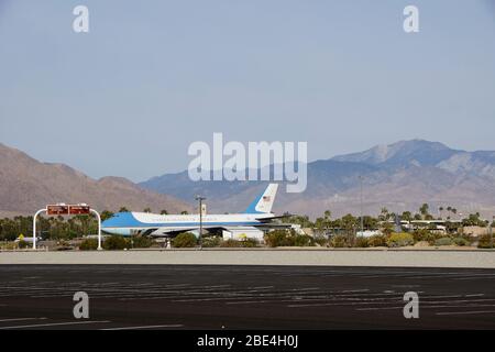 Palm Springs USA - 15 February 2014 - Airforce One airplane in Palm Springs Stock Photo