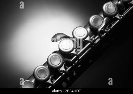 Close-up of Flute on Black Background Stock Photo