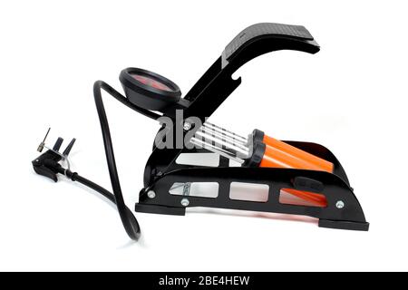 Tyre Air Pump on White Background Stock Photo