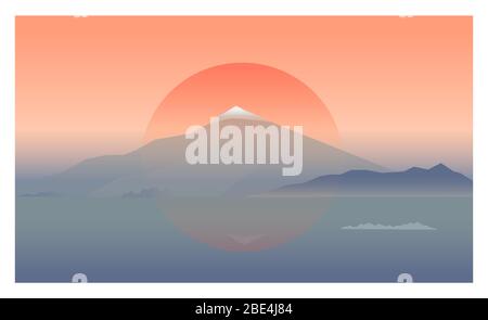 Mountain sunrise panoramic landscape vector Stock Vector