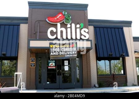 April 11, 2020, San Bernardino, CA, USA: LOS ANGELES - APR 11:  Chili's at the Businesses reacting to COVID-19 at the Hospitality Lane on April 11, 2020 in San Bernardino, CA (Credit Image: © Kay Blake/ZUMA Wire) Stock Photo