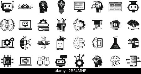 Machine learning data icons set. Simple set of machine learning data vector icons for web design on white background Stock Vector