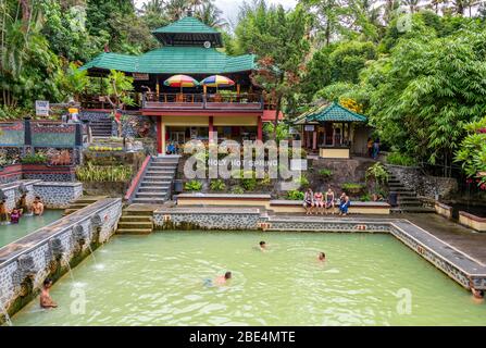 Horizontal view of Banjar hot Springs in Bali, Indonesia.