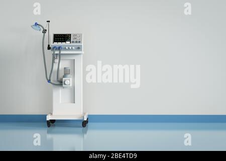 3d rendering medical ventilator machine in hospital Stock Photo