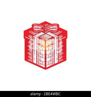 gift box, bow, bell. christmas element logo design. Vector Illustration Stock Vector