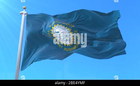 Flag of South Dakota state, region of the United States Stock Photo