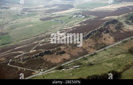 aerial view of Ramshaw Rocks, an escarpment in the Peak District Stock Photo