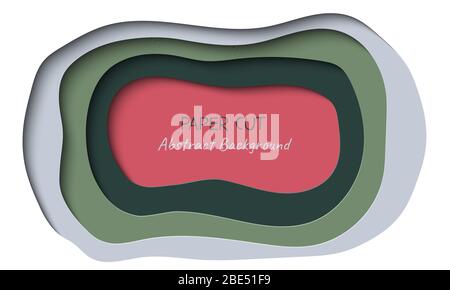 Abstract vector background in paper cut style with shadows and copy space for text. Paper art in trendy colors with layers, shape of waves. Realistic minmal layout template for poster, banner Stock Vector