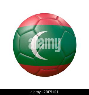 Soccer ball in flag colors isolated on white background. Maldives. 3D image Stock Photo