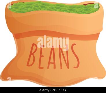 Bag of green peas icon. Cartoon of bag of green peas vector icon for web design isolated on white background Stock Vector