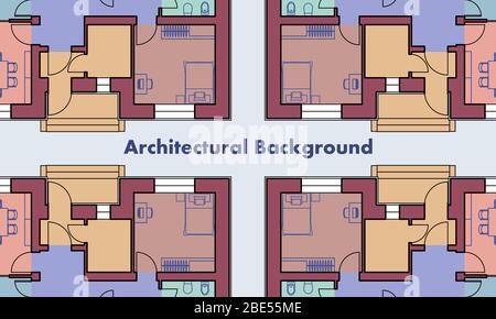 Architectural background. Architectural plans of residential buildings. The drawings of cottages. Colorful vector illustration EPS10 Stock Vector