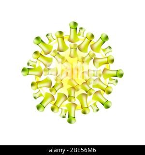Coronavirus Bacteria Cell Icon, 2019-nCoV Novel Coronavirus Bacteria. No Infection and Stop Coronavirus Concepts. Dangerous Coronavirus Cell in China. Stock Vector