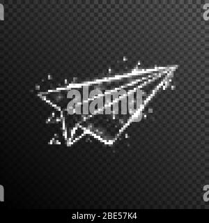 paper plane from connecting dot and line. light effect. vector illustration, isolated on transparent background Stock Vector
