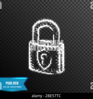 padlock security system from connecting dot and line. light effect. vector illustration, isolated on transparent background Stock Vector