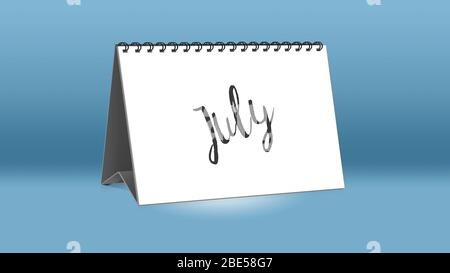 A calendar for the desk shows the month of July (Juli in German ...