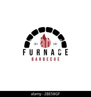 Rustic Bricks / Stones Fireplace logo Ideas. Inspiration logo design. Template Vector Illustration. Isolated On White Background Stock Vector