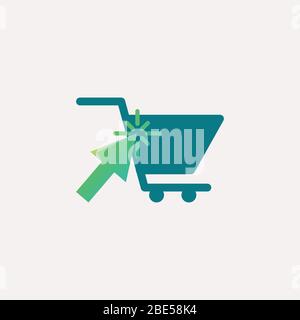 pointer arrow, click, and trolley, online shop logo Ideas. Inspiration logo design. Template Vector Illustration. Isolated On White Background Stock Vector