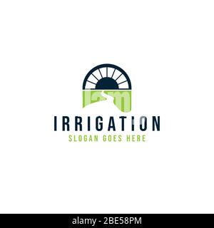 irrigation, water canal, bridge logo Ideas. Inspiration logo design. Template Vector Illustration. Isolated On White Background Stock Vector