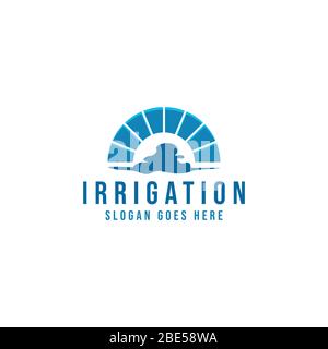 irrigation, water canal, bridge logo Ideas. Inspiration logo design. Template Vector Illustration. Isolated On White Background Stock Vector
