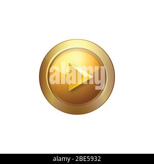 golden play button icon, symbol, logo designs, vector illustration Stock Vector