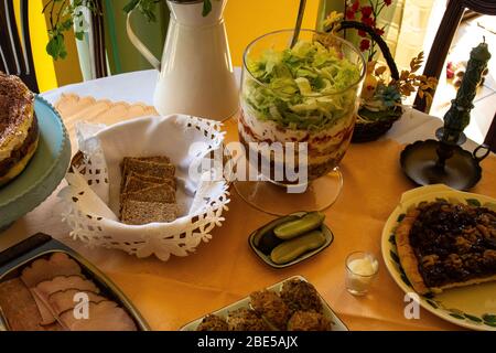 Traditional Polish Easter Sunday Breakfast, Wales, UK Stock Photo