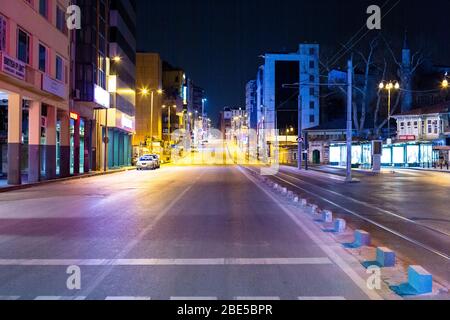 Streets and squares left empty due to the curfew in Kadikoy district on April 11, in Istanbul, TURKEY. In order to prevent new type coronavirus pandem Stock Photo