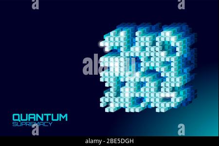 Quantum supremacy high performance computer. Modern technology fast computing web system server. Online connection fast solve problem supercomputer Stock Vector