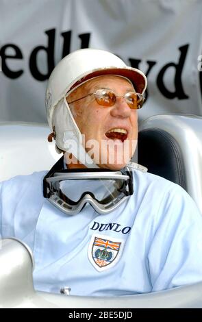 Sir Stirling Moss dies on Easter Sunday 2020. Sir Stirling photographed sitting in the driving seat of the Mercedes Streamliner car at the Festival of Speed at Goodwood, Chichester. UK, on 26th June 2007 Stock Photo