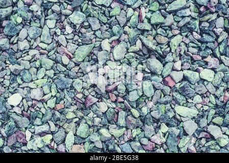 Multi-colored texture of gravel. The view from the top. Stock Photo
